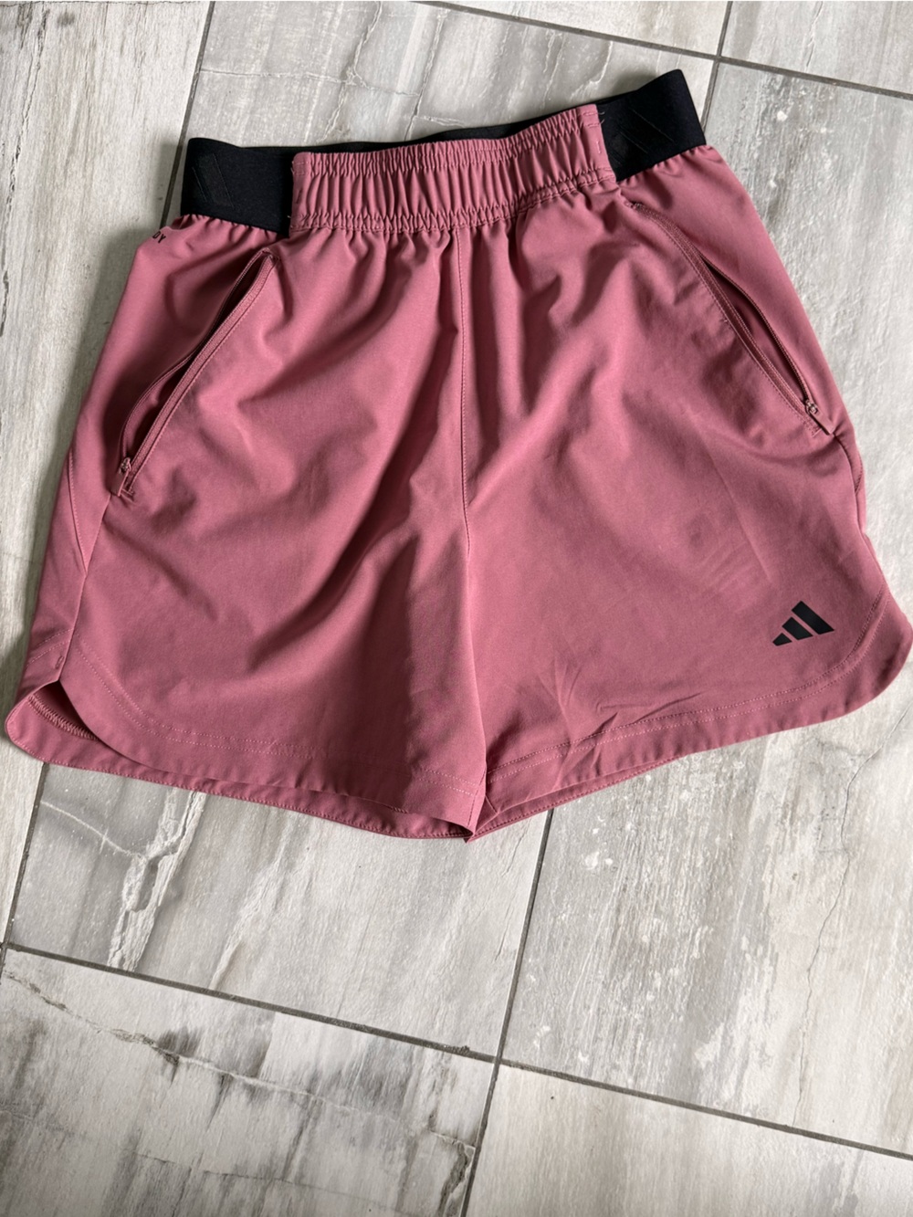 adidas Mauve Pink Running Shorts with Black Waistband